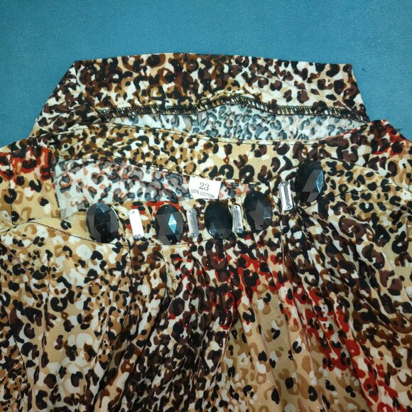 Red/beige/black Blouse, with rhinestone/glitters design - Picture 6 of 9
